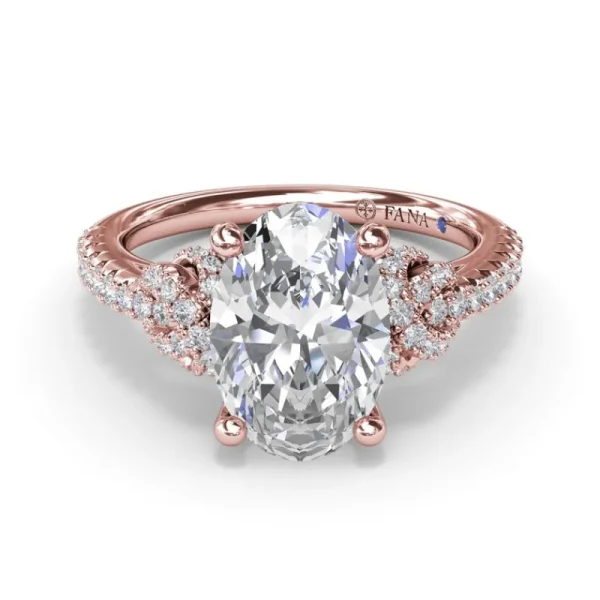 Clearance Fana Oval Love Knot Diamond Engagement Ring