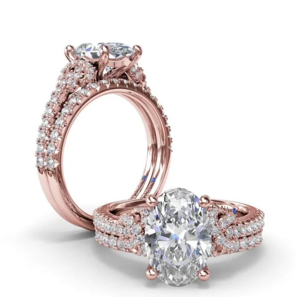 Clearance Fana Oval Love Knot Diamond Engagement Ring