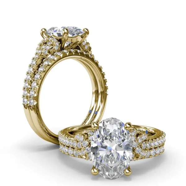 Clearance Fana Oval Love Knot Diamond Engagement Ring