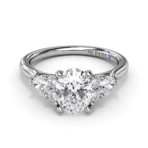 Fashion Fana Pear Side Cluster Diamond Engagement Ring
