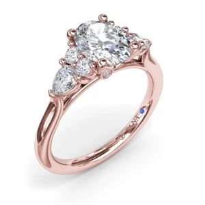 Fashion Fana Pear Side Cluster Diamond Engagement Ring