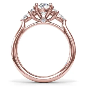 Fashion Fana Pear Side Cluster Diamond Engagement Ring