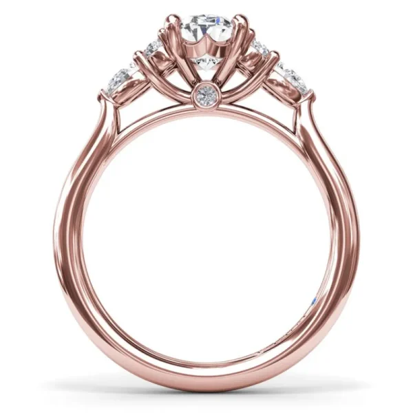 Fashion Fana Pear Side Cluster Diamond Engagement Ring