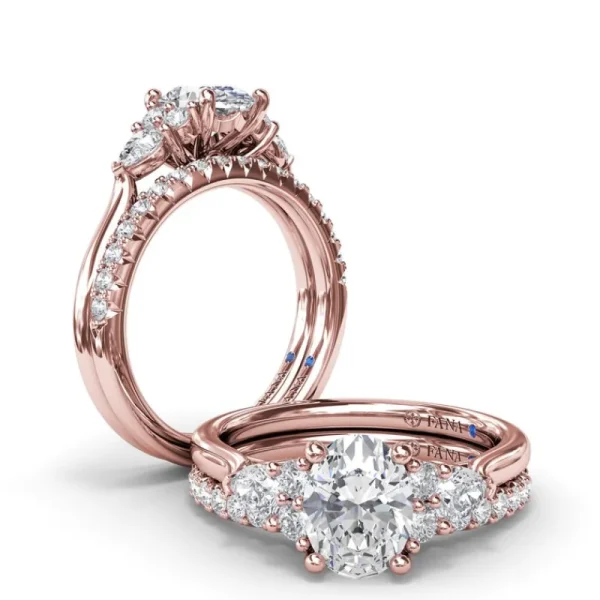 Fashion Fana Pear Side Cluster Diamond Engagement Ring