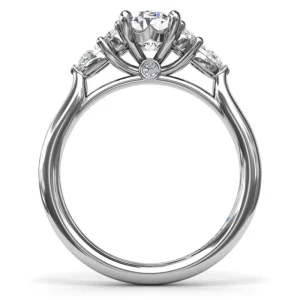 Fashion Fana Pear Side Cluster Diamond Engagement Ring