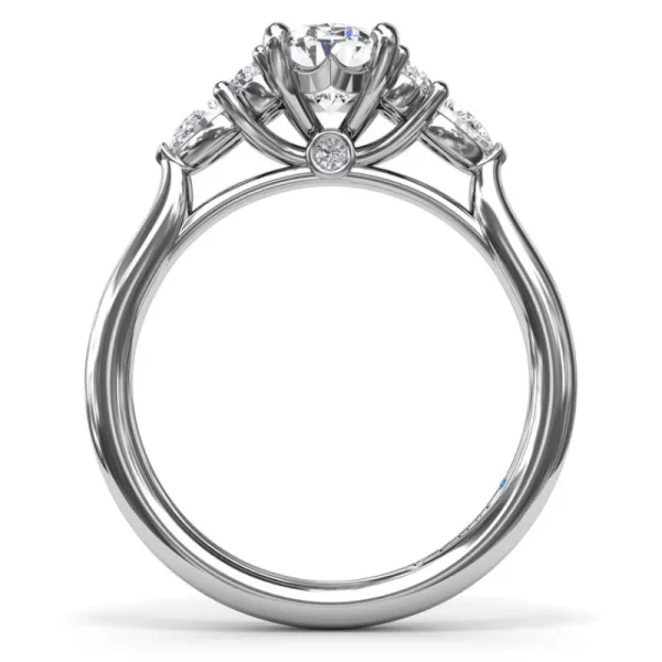 Fashion Fana Pear Side Cluster Diamond Engagement Ring