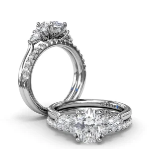 Fashion Fana Pear Side Cluster Diamond Engagement Ring