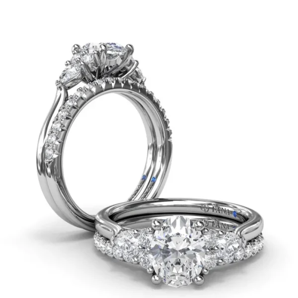 Fashion Fana Pear Side Cluster Diamond Engagement Ring