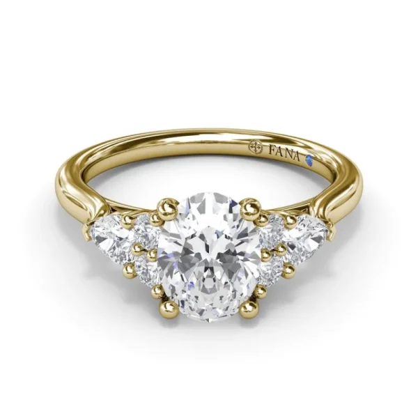 Fashion Fana Pear Side Cluster Diamond Engagement Ring