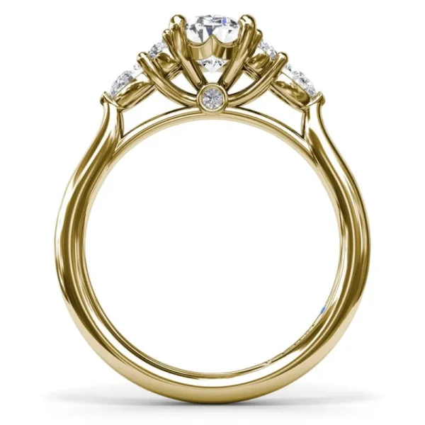 Fashion Fana Pear Side Cluster Diamond Engagement Ring