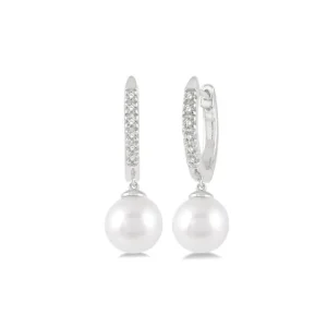 Fashion Kelley Collection Pearl Drop Huggie Earrings