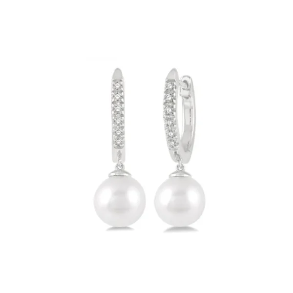 Fashion Kelley Collection Pearl Drop Huggie Earrings