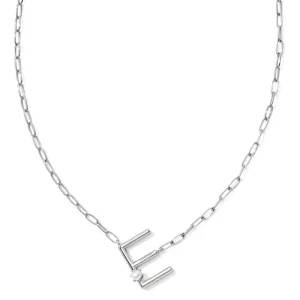 Sale Kendra Scott Pearl Silver Letter E Short Pendant Necklace in Freshwater Cultured Pearl