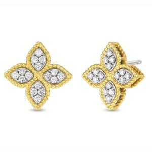 Outlet Roberto Coin Princess Flower Medium Diamond Stud Earrings