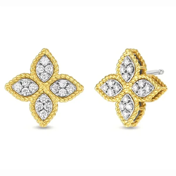 Outlet Roberto Coin Princess Flower Medium Diamond Stud Earrings