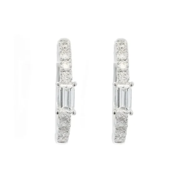 Sale Kelley Collection Round & Baguette Diamond Hoop Earrings