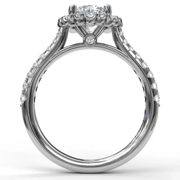 Sale Fana Round Cut Engagement Ring With Scalloped Halo