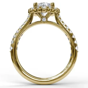 Sale Fana Round Cut Engagement Ring With Scalloped Halo
