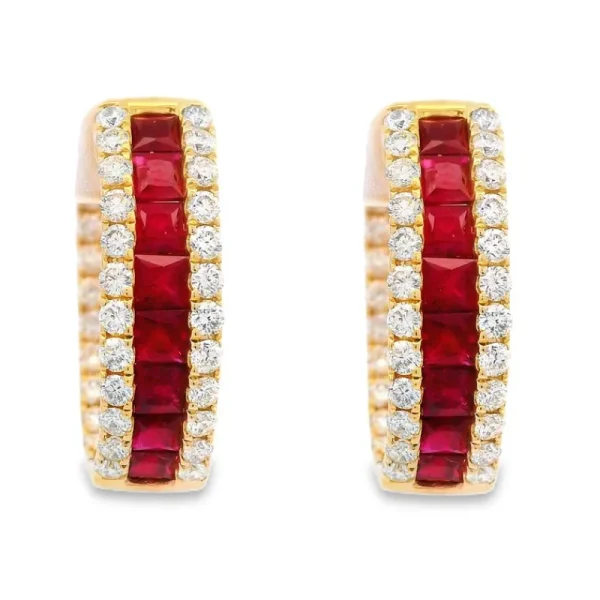 Discount Kelley Collection Ruby & Diamond Hoop Earrings