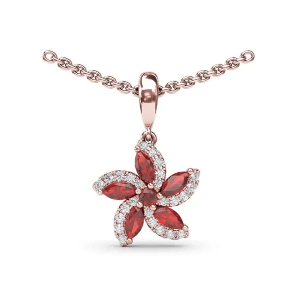 Fashion Fana Ruby and Diamond Catalina Pendant