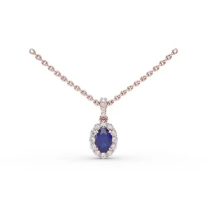 Best Fana Sapphire and Diamond Halo Necklace