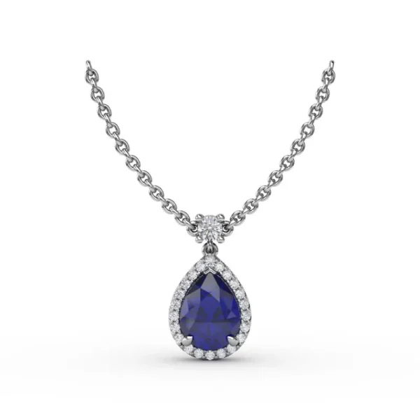Outlet Fana Sapphire and Diamond Teardrop Necklace