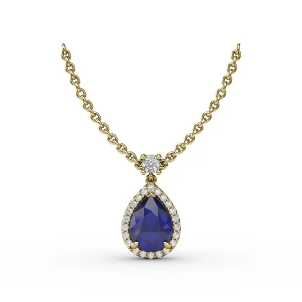 Outlet Fana Sapphire and Diamond Teardrop Necklace