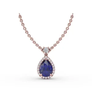 Outlet Fana Sapphire and Diamond Teardrop Necklace