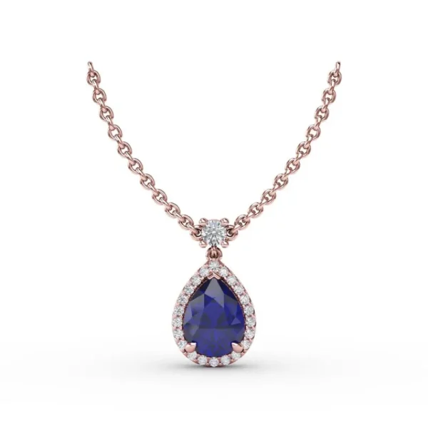 Outlet Fana Sapphire and Diamond Teardrop Necklace