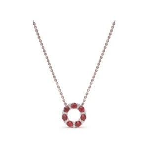 Best Fana Shared Prong Ruby and Diamond Circle Necklace