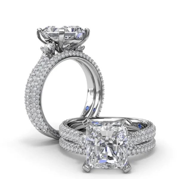 Clearance Fana Side Stone Pavé Diamond Engagement Ring