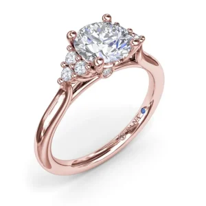 Online Fana Sophisticated Side Cluster Diamond Engagement Ring