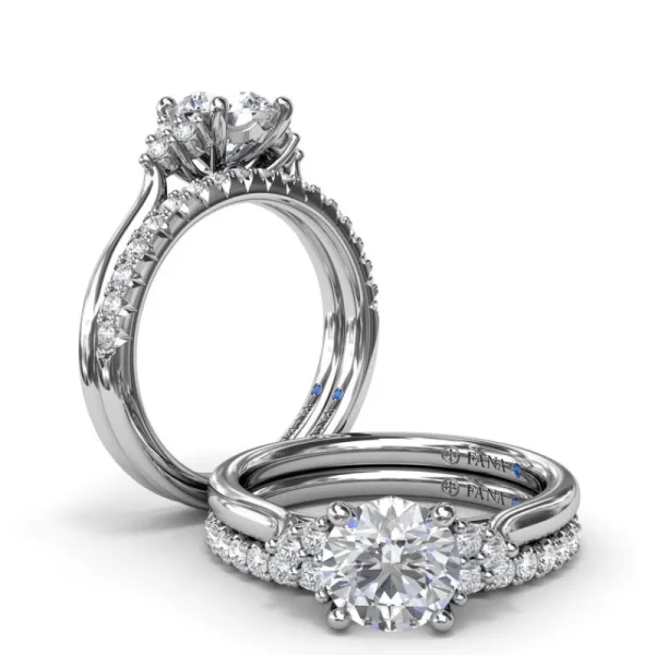 Online Fana Sophisticated Side Cluster Diamond Engagement Ring