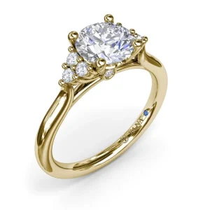 Online Fana Sophisticated Side Cluster Diamond Engagement Ring