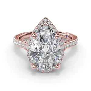 Hot Fana Split Shank Diamond Halo Engagement Ring