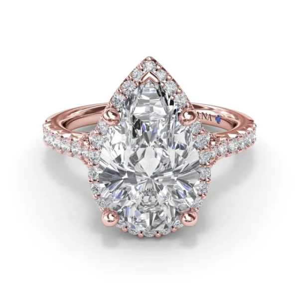 Hot Fana Split Shank Diamond Halo Engagement Ring