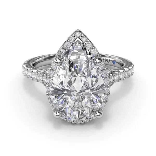 Hot Fana Split Shank Diamond Halo Engagement Ring