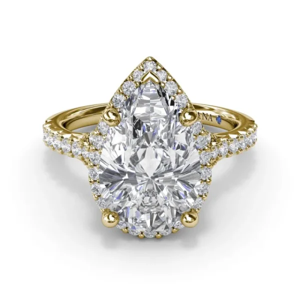 Hot Fana Split Shank Diamond Halo Engagement Ring