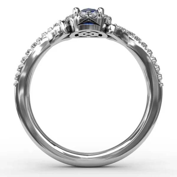 New Fana Swirls of Love Sapphire and Diamond Twist Ring