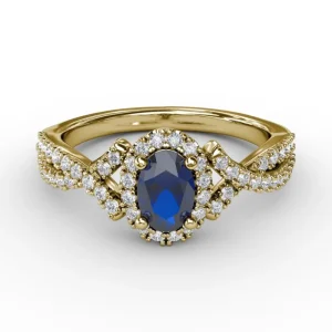 New Fana Swirls of Love Sapphire and Diamond Twist Ring