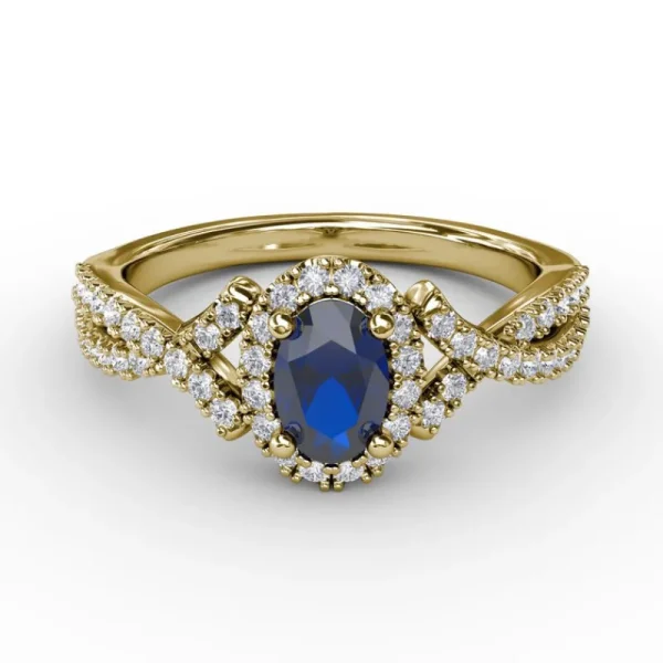 New Fana Swirls of Love Sapphire and Diamond Twist Ring