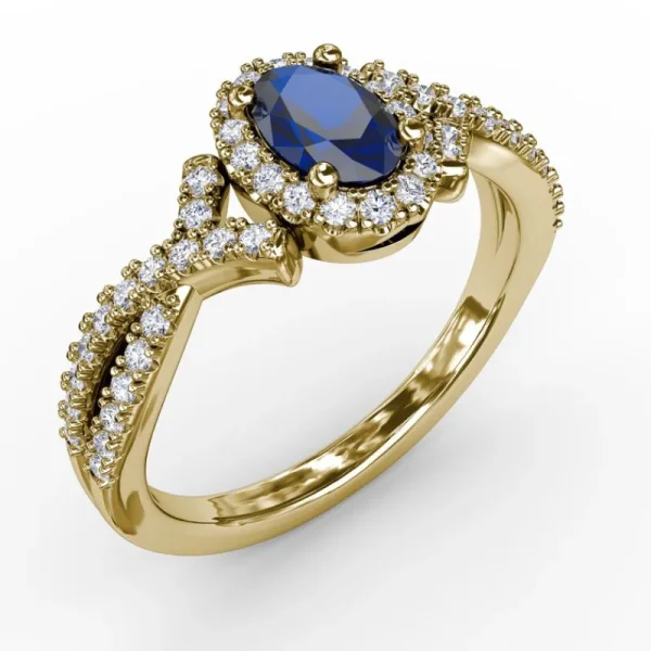 New Fana Swirls of Love Sapphire and Diamond Twist Ring