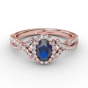 New Fana Swirls of Love Sapphire and Diamond Twist Ring