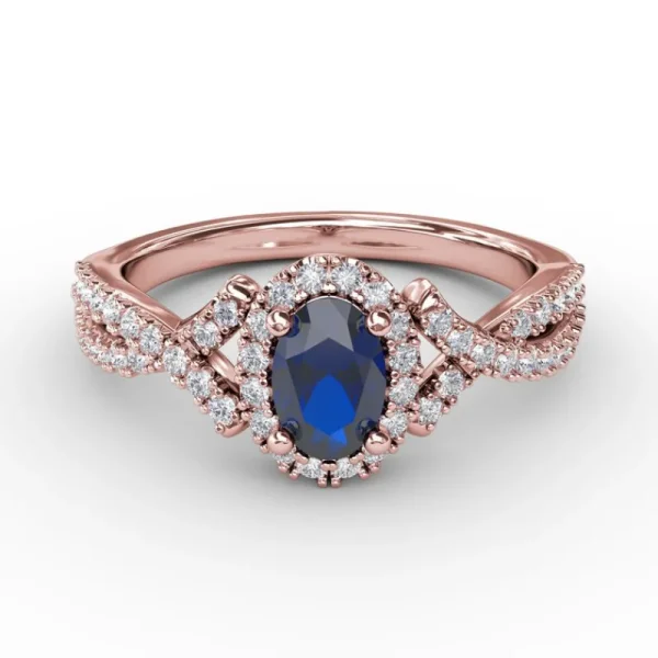 New Fana Swirls of Love Sapphire and Diamond Twist Ring