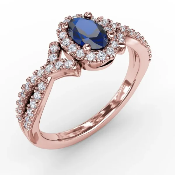 New Fana Swirls of Love Sapphire and Diamond Twist Ring
