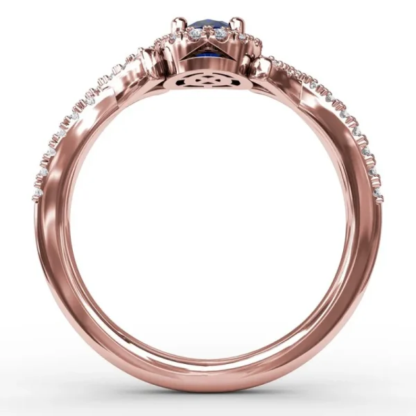 New Fana Swirls of Love Sapphire and Diamond Twist Ring