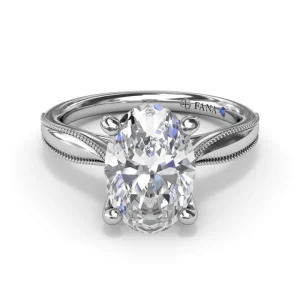 Best Fana Tapered Milgrain Diamond Engagement Ring