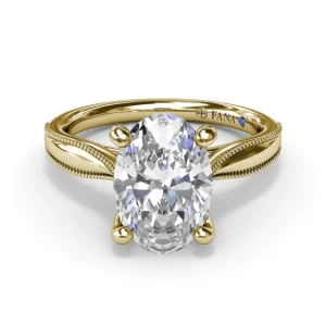 Best Fana Tapered Milgrain Diamond Engagement Ring