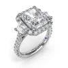 Hot Fana Three Stone Halo Diamond Engagement Ring