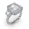 Outlet Fana Three Stone Halo Trapezoid Engagement Ring
